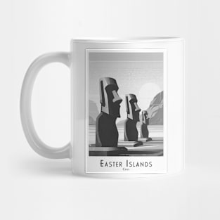 Monochrome  black and white Moai Statues of Easter Island Mug